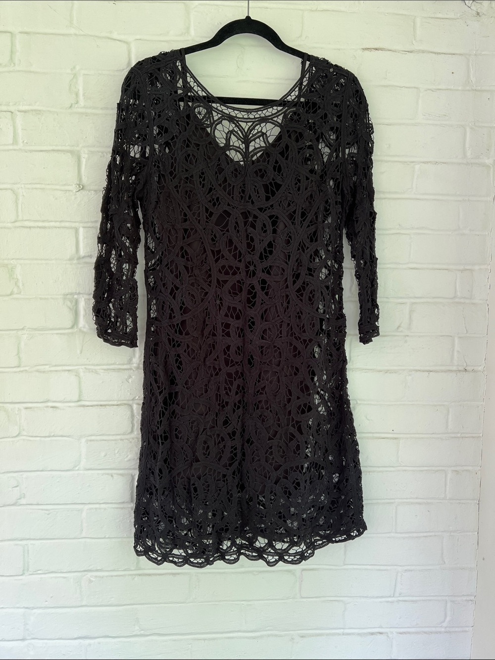 BB Dakota Charcoal Crochet Lace Dress